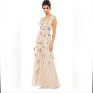 MAC DUGGAL #93575  Embellished Wrap Over Cap Sleeve A-Line Gown Size 24 NWT